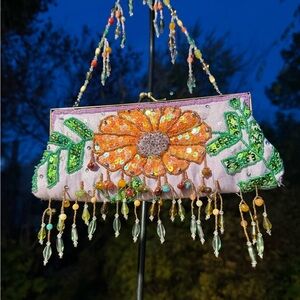 Beaded Bag With 2 Different Straps Bag Is 8.5-10” Length Sold As Is